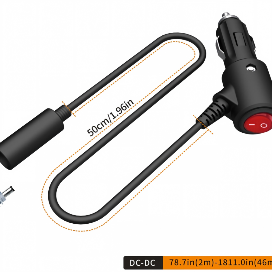 Red LED Switch Light Car Charger to DC F